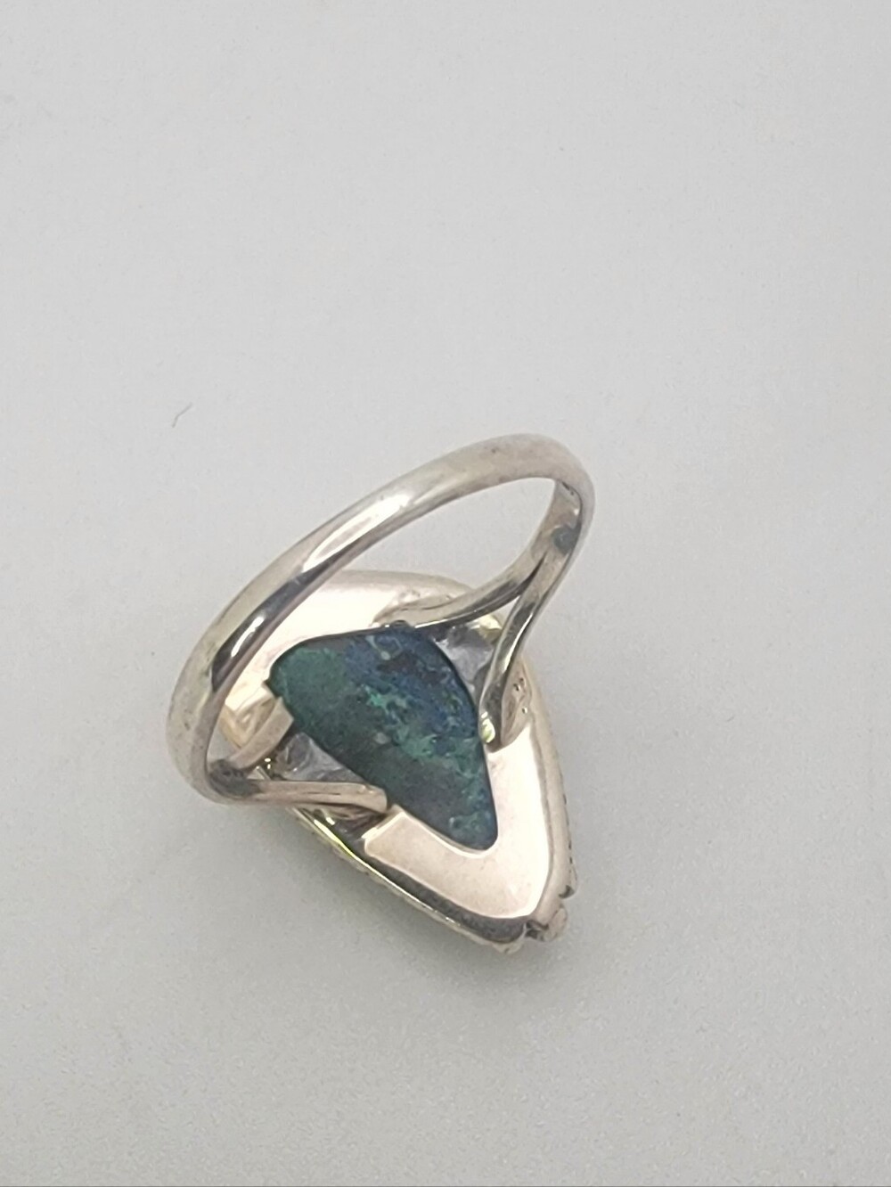 Size 7 Sterling Silver Azurite-Malachite Teardrop Ring - Green Blue - Picture 4 of 7